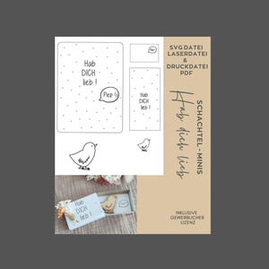 SVG Laserdatei und PDF Datei Schachtel- Minis,Hab dich lieb,Liebe,Mag dich, Love,Mitbringsel, kleine Geschenke,Lasercut,Papierdatei