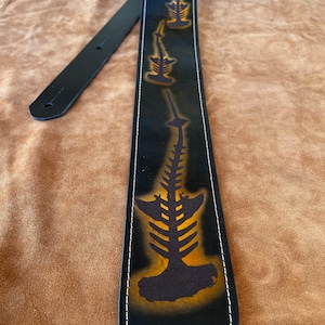 Hammerhead Shark Guitar Strap, Leather Guitar Strap, Shark, Fish Bones, Hand Crafted in the USA