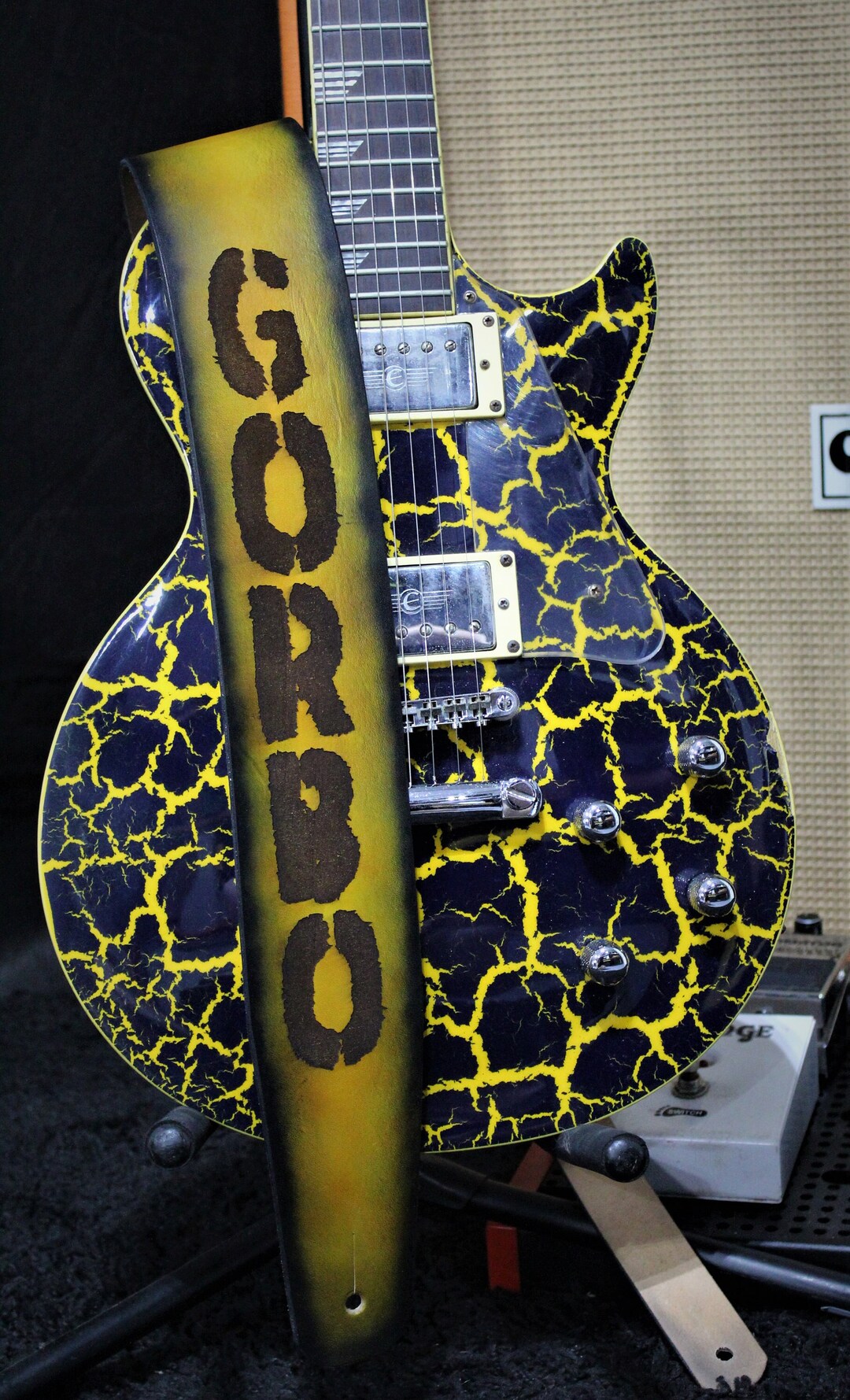 Personalized Yellow Leather Guitar Strap Yellow Guitar Strap Etsy