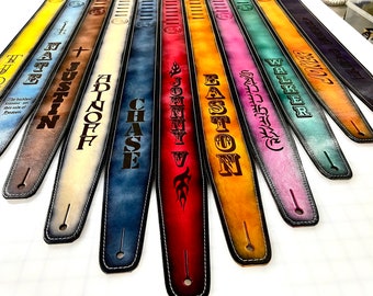 Personalized Leather Guitar Strap, Leather guitar Strap, Guitar Strap, Gift for Musician, Hand Crafted in the USA