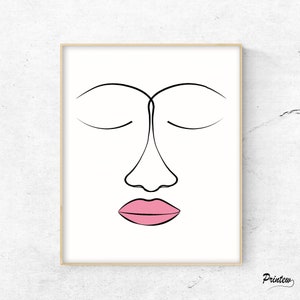 Minimal Line Art Woman Print, Abstract Woman Poster, Woman Art Printable, Line Drawing Wall Decor, Digital download Mid Century