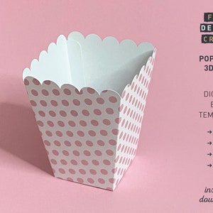 Puede incluir: Una plantilla de caja de palomitas de maíz digital de lunares rosa y blanco para descargar. La plantilla incluye archivos SVG, PDF, EPS y JPG. FINE DESIGN CRAFT. Descarga instantánea.