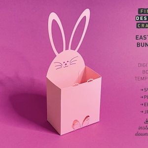 Easter Bunny Box SVG, Gift Box SVG Tutorial, Bomboniera, Modello cestino, Cricut Silhouette Cut Files, Download + con modello incluso fai da te