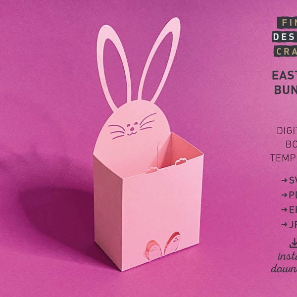 Easter Bunny Box SVG, Gift Box SVG Tutorial, Party Favor, Basket Template, Cricut Silhouette Cut Files, Download + with pattern included DIY