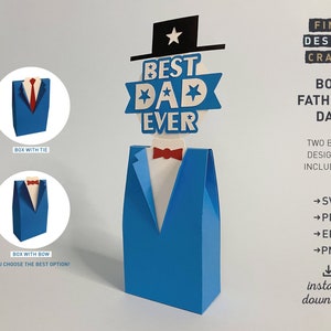 Father's Day Gift Box, 3D Best DAD Ever Gift Box SVG, Happy Father's day Box DIY, Top Hat, File cutting machine, Instant Download