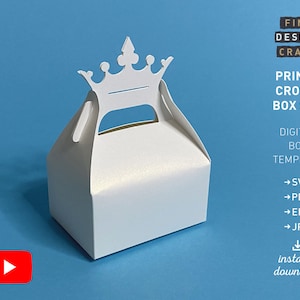 Prince Crown Box SVG, Kind Gift Box SVG, Gift Prince Crown tutorial 3D, Cricut, Silhouet, Design Cut Files, Papier DIY Instant Download