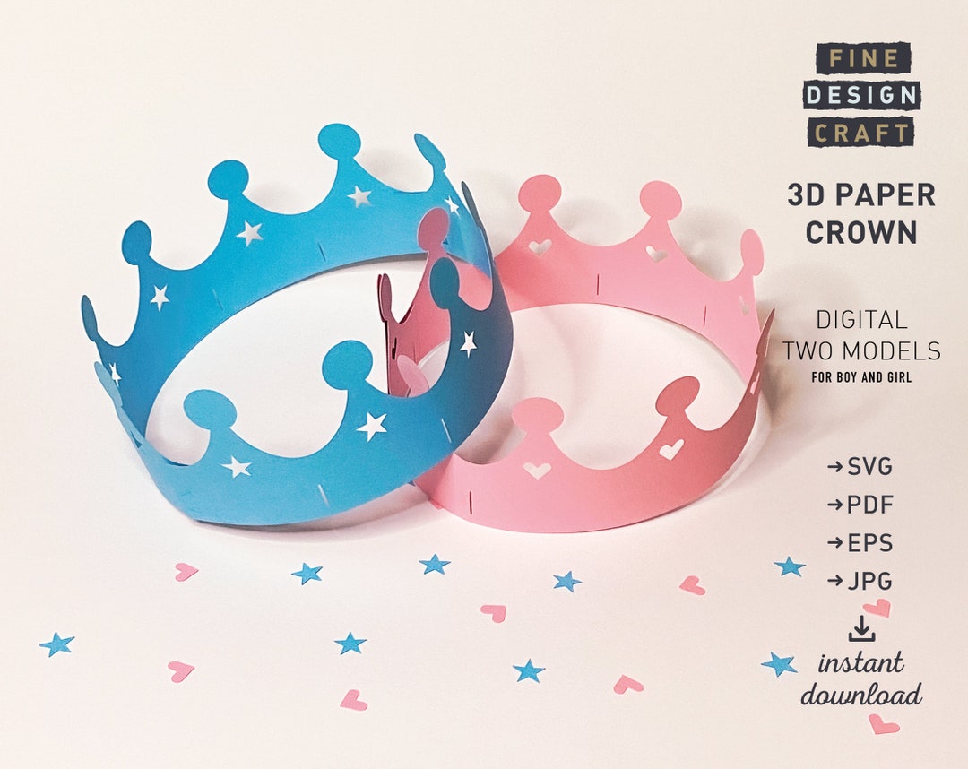 3D Paper Crown, King Crown SVG Cutting Files for Cricut / Silhouette