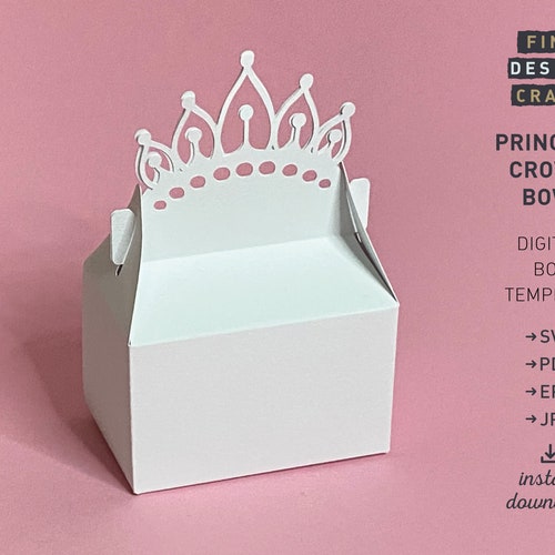 Princess Crown Bow Box SVG Template Gift Box SVG Gift Etsy