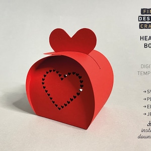 Heart Box SVG, Dia das Mães, Dia dos Namorados, Tutorial DIY 3D Heart Gift, Cricut | Arquivos de corte de silhueta, download instantâneo
