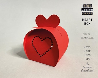 Heart Box SVG, DIY 3D Gift Template (Digital Download)