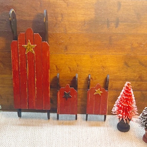 1:12 Christmas miniature dollhouse primitive rustic sleighs