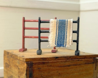 1:12 minature dollhouse primitive rustic handmade kitchen towel drying rack