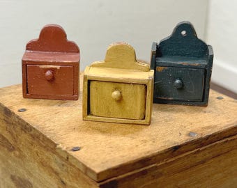 1:12 minature dollhouse handmade wooden primitive rustic small spice boxes