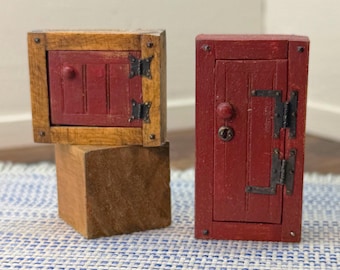 1:12 Minature, dollhouse, handmade, wooden primitive, rustic cabinets