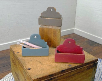 1:12 minature dollhouse handmade primitive rustic vintage wooden candle box
