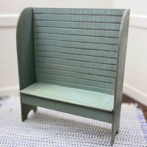 1:12 miniature, dollhouse, handmade primitive, settle bench #2