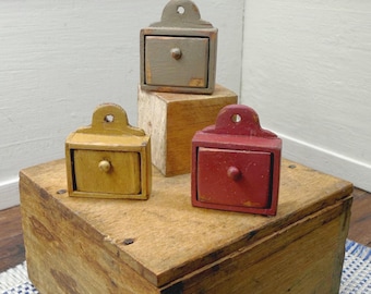 1:12 minature dollhouse handmade wooden primitive rustic vintage spice boxes