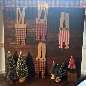 1:12 Minature dollhouse primitive Christmas clothing, Santa’s overalls