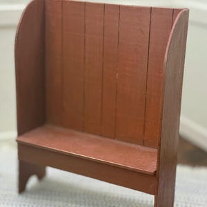 1:12 miniature, dollhouse, handmade primitive, rust settle bench