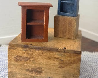 1:12 minature dollhouse handmade primitive, wooden small cabinet