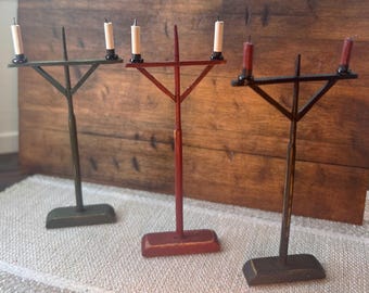 1:12 miniature dollhouse primitive handmade wooden candle stand