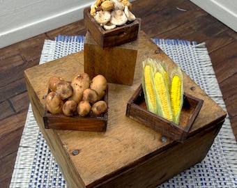 1:12 miniature dollhouse food handmade wooden crates
