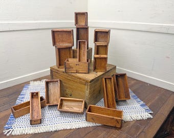 1:12 miniature dollhouse handmade wooden primitive crates empty