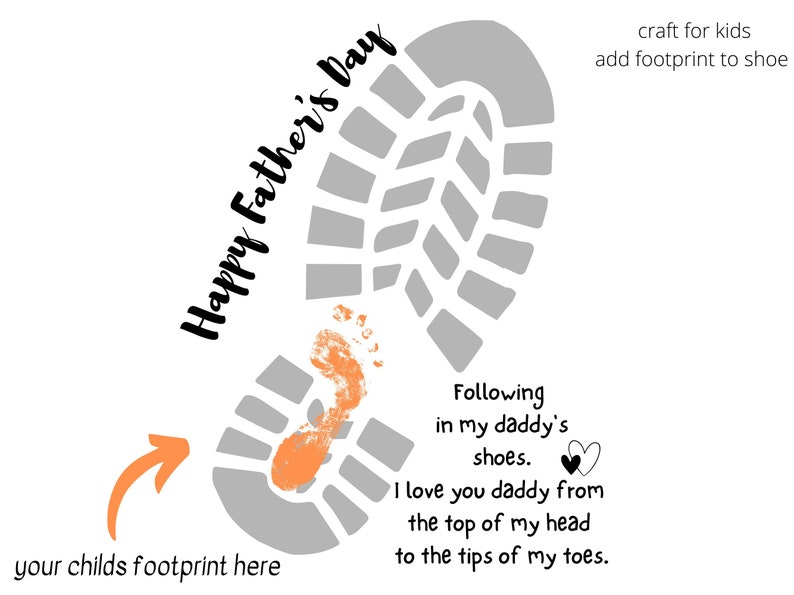 Father's Day Footprint Printable Diy Craft Footprint - Etsy