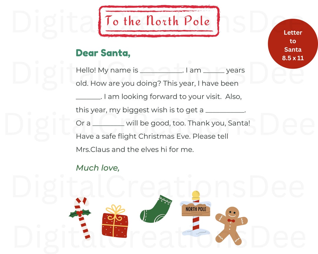 Letter to Santa Printable Pdf Letter to Santa Worksheet - Etsy