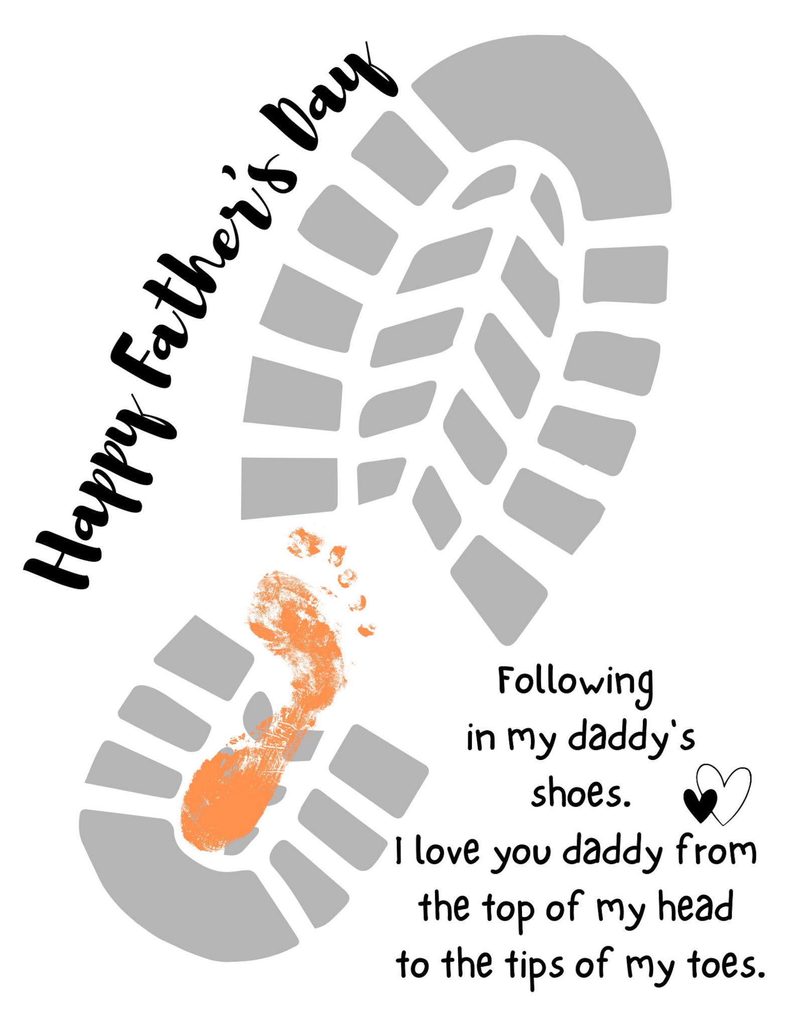 Father's Day Footprint Printable Diy Craft Footprint Etsy