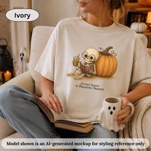 Skeleton Coffee Pumpkin T-shirt | Spooky Season Is Reading Season | Comfort Colors®