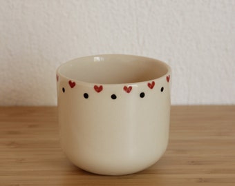 Red Heart Handmade Ceramic Mug, Pottery Mug, Handmade Mug, Coffee Mug Pottery, Unique Mug, Valentine's Day Gift