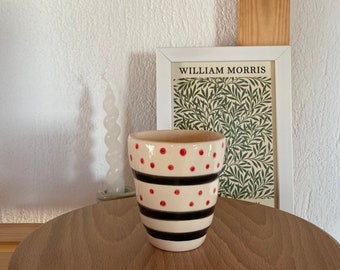 Black-Red Patterned Handmade Ceramic Mug, Coffee Mug, Black and Red Pottery Cup