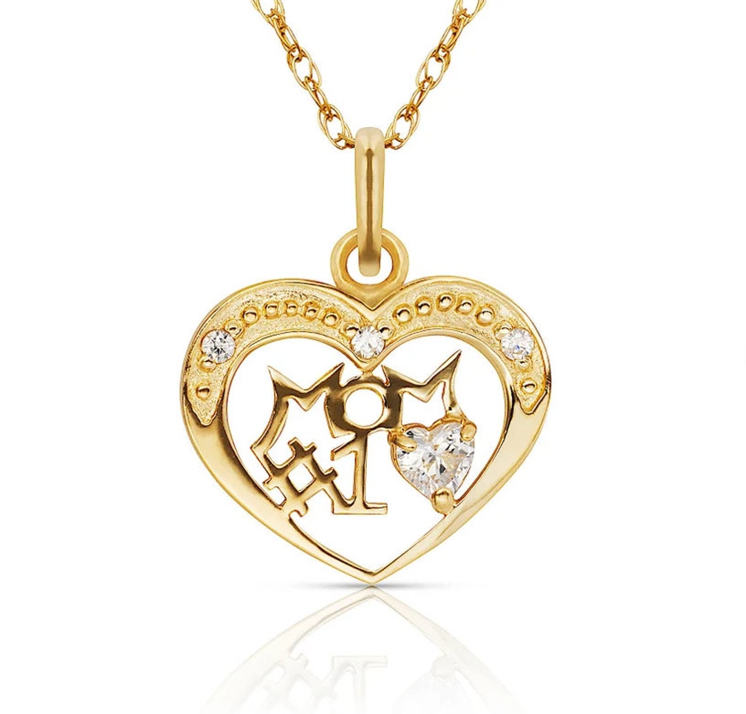 14K Solid Yellow Gold Break-Apart Heart Necklace - Mother Daughter Love Pendant, Gift Boxed