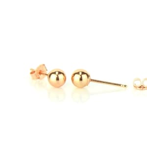 14K Rose Gold Ball Earrings Pushback 3mm 4mm 5mm 6mm 7mm  8mm Ball Studs Dainty Ball Studs Kids Studs