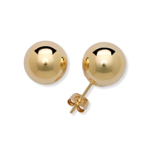 14K Solid Yellow Gold Ball Earrings Pushback | 3mm 4mm 5mm 6mm 7mm 8mm 9mm 10mm | Ball Studs Tiny Dainty Ball Studs Kids Studs Second Hole