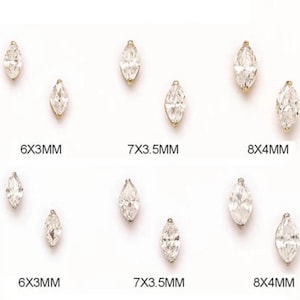 14K Solid Gold Marquise Pushbacks Studs