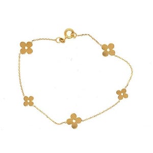 14K Solid Gold 4 Leaf Clover Bracelet