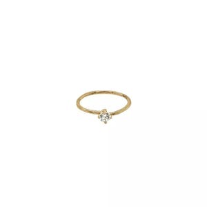 Anello da naso in oro giallo massiccio 14K con pietra CZ da 2 mm