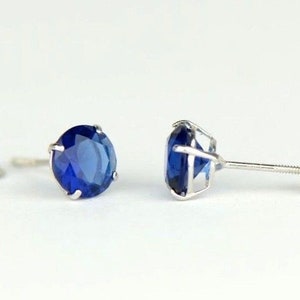 14K White Gold Basket Set Birthstone Round Screw Back Stud Earrings with Cubic Zirconia 6mm.
