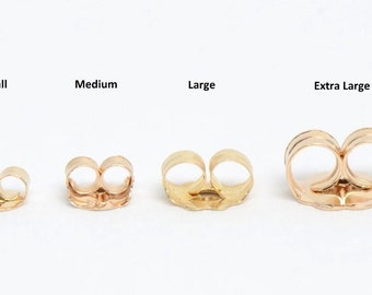 14K Solid Gold Push Backs Replacement - Butterfly Earrings Back - White Gold, Yellow Gold or Rose Gold Push Backs.