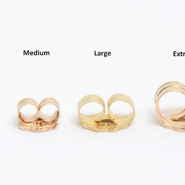 14K Solid Gold Push Backs Replacement - Butterfly Earrings Back - White Gold, Yellow Gold or Rose Gold Push Backs.