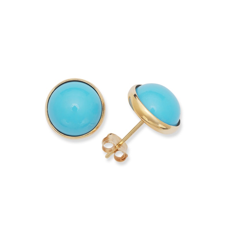 Large Sterling and Turquoise Scalloped Studs