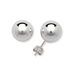 14K White Gold Ball Earrings Pushback 2mm 3mm 4mm 5mm 6mm 7mm 8mm 9mm Ball Studs Dainty Ball Studs Kids Studs
