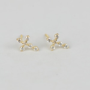14K Yellow or White Gold Cross Cubic Zirconia Baby Stud Earrings with Screw Back 1.5mm. Perfect Gift for any occasion!