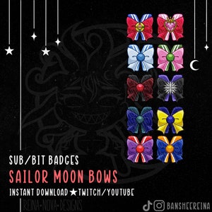セーラームーン ボウ サブ/ビット バッジ - Twitch、Discord、Youtube