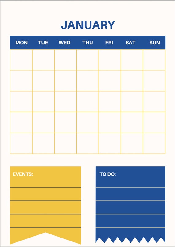 Printable Digital Download Perpetual Blank Calendar Instant - Etsy