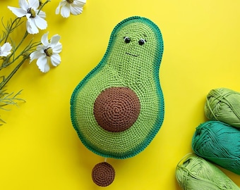 Musical Avocado crochet pattern, Amigurumi Avocado pattern, digital download (English, Deutsch) – Abby, the Avocado