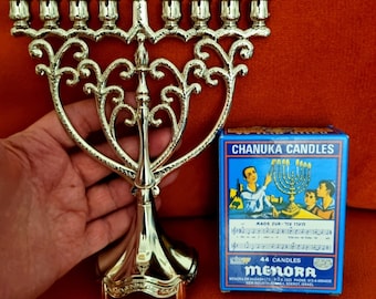 Hannuka Hanukkia Januka Menorá 9 rama Hanukia Jerusalén diseño Judaica regalo de Israel 6.5",16 cm