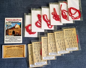 10 Kabala bracelet Jerusalem Ben Porat Yoseph KABALLAH red string Rachel tomb evil eye, wallet prayer for the travelers